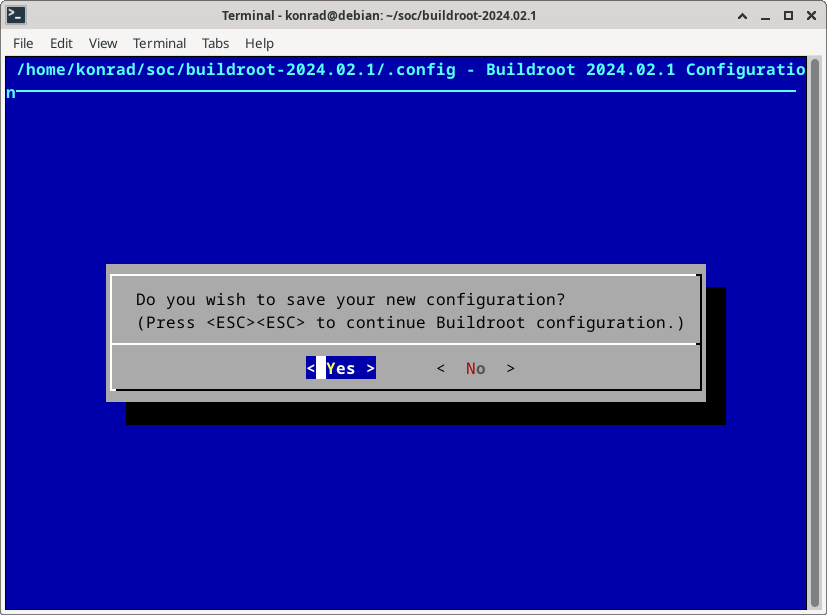 Menuconfig screen